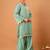 Woven Design Mint Green Poly Georgette Straight Kurta With Farshi Salwar Set