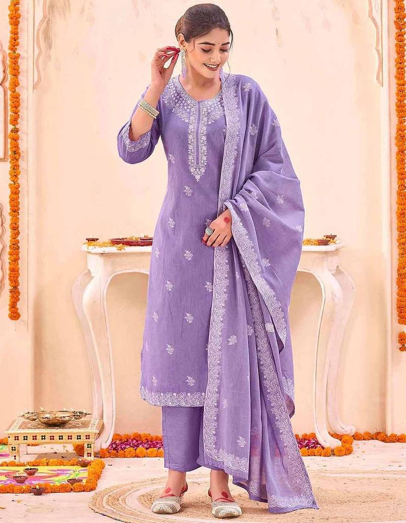 Women Ethnic Motifs Embroidered Regular Thread Work Kurta with Trousers & With Dupatta