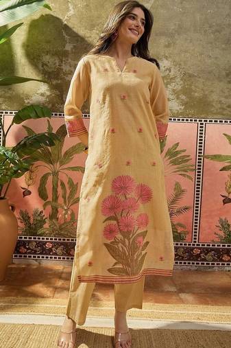 Women Floral Printed Regular Pure Cotton Kurta with Trousers & With Dupatta