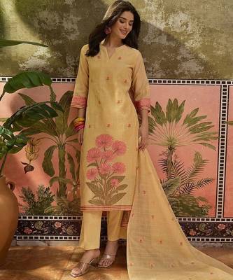 Women Floral Printed Regular Pure Cotton Kurta with Trousers & With Dupatta 7