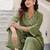 Embroidery Lace Moss Green Cotton Blend Co Ords for Women
