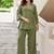 Embroidery Lace Moss Green Cotton Blend Co Ords for Women