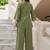 Embroidery Lace Moss Green Cotton Blend Co Ords for Women