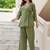 Embroidery Lace Moss Green Cotton Blend Co Ords for Women