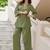 Embroidery Lace Moss Green Cotton Blend Co Ords for Women