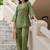 Embroidery Lace Moss Green Cotton Blend Co Ords for Women