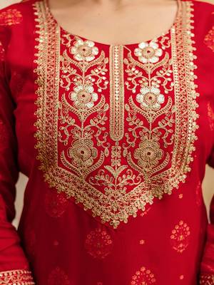 Women Ethnic Motifs Embroidered Thread Work Kurta with Trousers & Dupatta 3