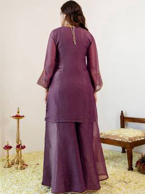 Women Ethnic Motifs Embroidered Regular Thread Work Kurta with Sharara & With Dupatta 3