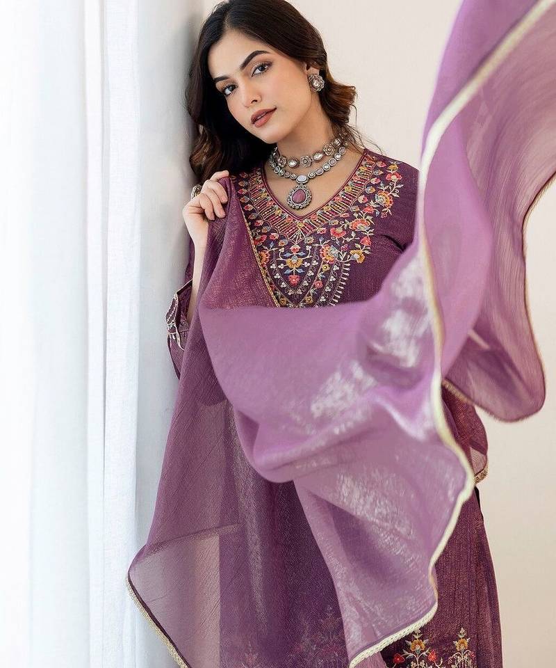 Women Ethnic Motifs Embroidered Regular Thread Work Kurta with Sharara & With Dupatta