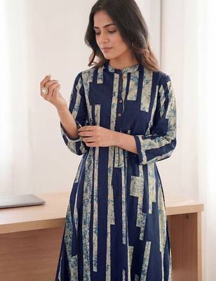 Printed Navy Blue Cotton Co Ords for Women 4