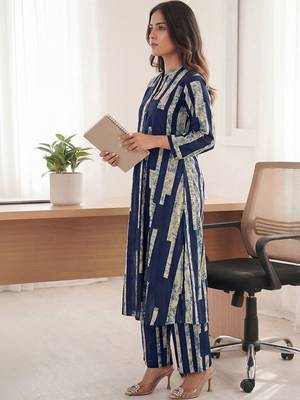 Printed Navy Blue Cotton Co Ords for Women 7