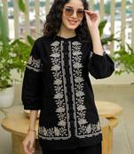 Embroidered Black Cotton Co Ords for Women