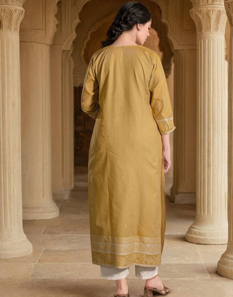 Floral Woven Design Straight Kurta With Trousers & Dupatta