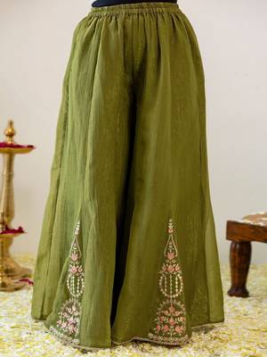 Women Ethnic Motifs Embroidered Regular Thread Work Kurta with Sharara & With Dupatta 4