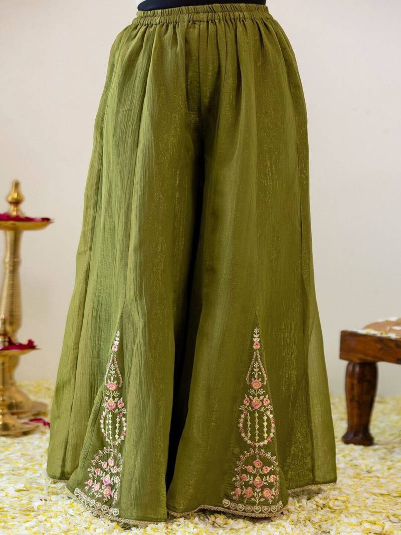 Women Ethnic Motifs Embroidered Regular Thread Work Kurta with Sharara & With Dupatta