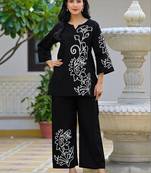 Embroidered Black Cotton Co Ords for Women