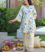 Mirror Work Off White Cotton Blend Co Ords for Women