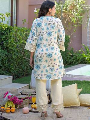 Mirror Work Off White Cotton Blend Co Ords for Women 3