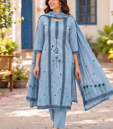 Women Ethnic Motifs Printed Regular Pure Cotton Kurta with Trousers & With Dupatta
