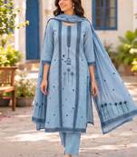 Women Ethnic Motifs Printed Regular Pure Cotton Kurta with Trousers & With Dupatta