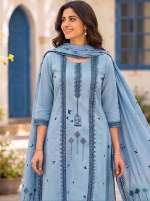 Women Ethnic Motifs Printed Regular Pure Cotton Kurta with Trousers & With Dupatta 5