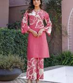 Printed Dusty Pink Cotton Co Ords for Women