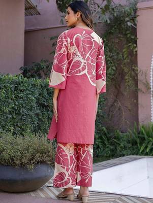 Printed Dusty Pink Cotton Co Ords for Women 2