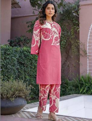 Printed Dusty Pink Cotton Co Ords for Women 3