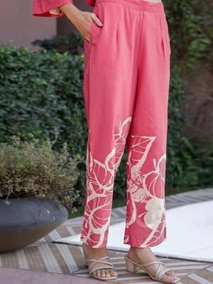 Printed Dusty Pink Cotton Co Ords for Women 7