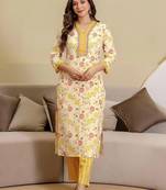 Women Floral Printed Regular Pure Cotton Kurta with Trousers & With Dupatta