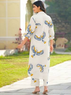 Printed Off White Cotton Co Ords for Women 2
