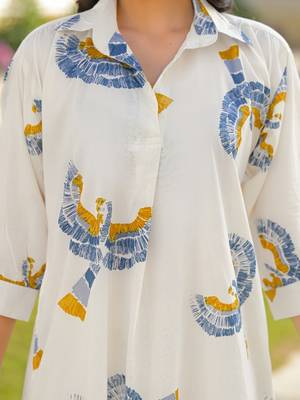Printed Off White Cotton Co Ords for Women 6