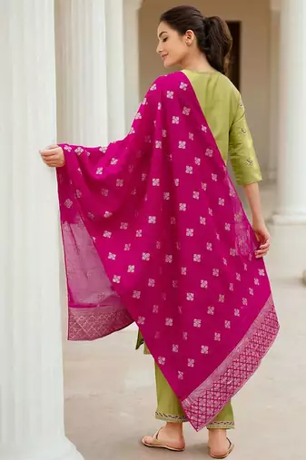 Women Ethnic Motifs Embroidered Kurta with Trouser & Dupatta
