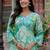 Printed Turquoise Viscose Rayon Co Ords for Women
