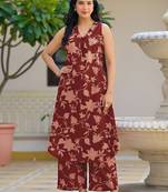 Printed Brown Cotton Co Ords for Women