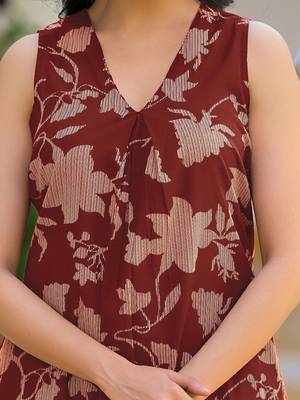 Printed Brown Cotton Co Ords for Women 4