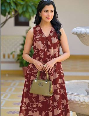 Printed Brown Cotton Co Ords for Women 5