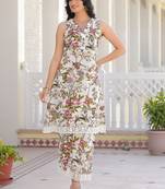 Printed Off White Cotton Co Ords for Women