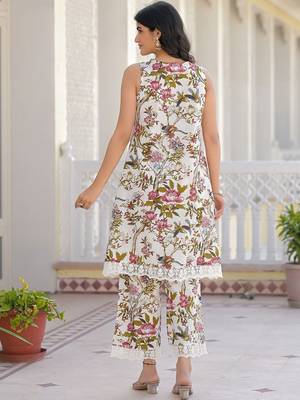 Printed Off White Cotton Co Ords for Women 4