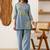 Embroidered Light Blue Viscose Rayon Co Ords for Women