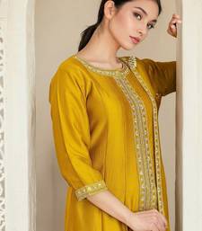 Floral Embroidered Panelled A-Line Kurta With Trousers & Dupatta