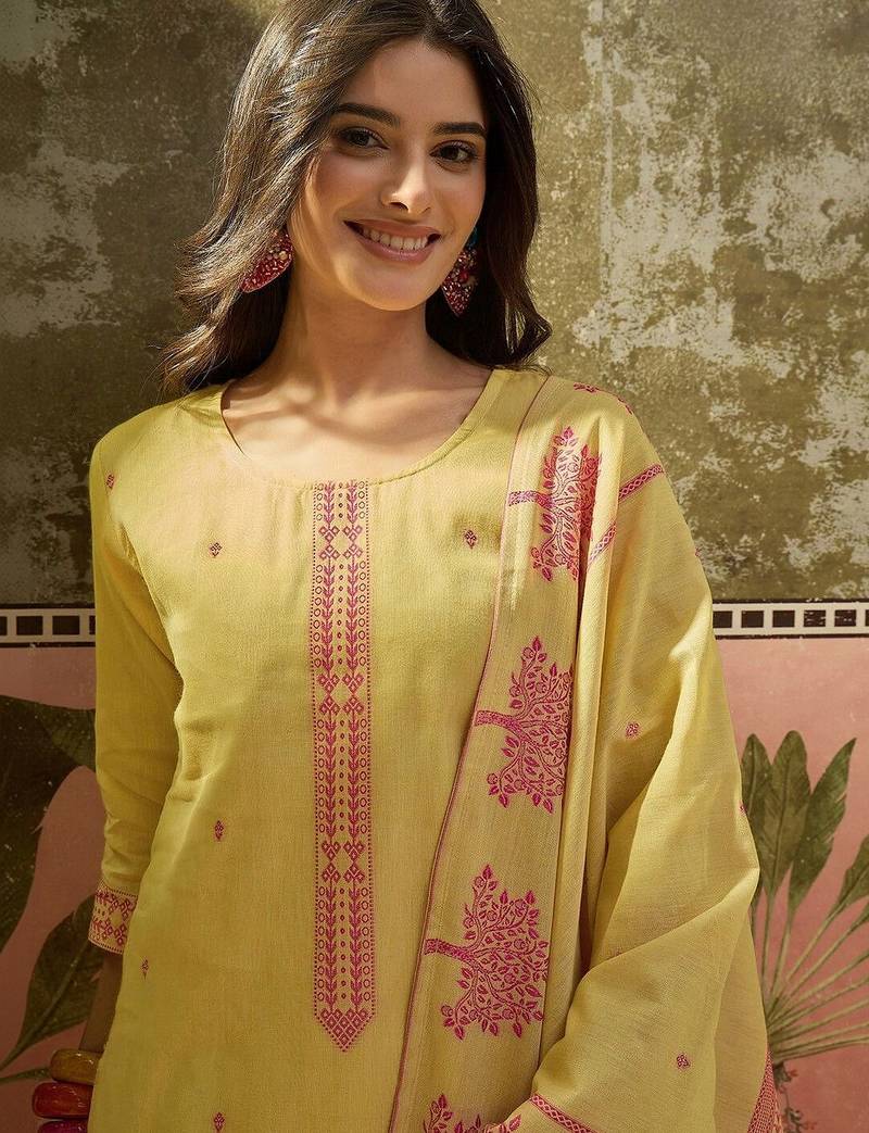 Women Ethnic Motifs Printed Regular Pure Cotton Kurta with Trousers & With Dupatta
