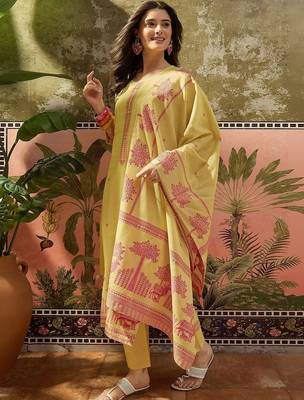 Women Ethnic Motifs Printed Regular Pure Cotton Kurta with Trousers & With Dupatta 6