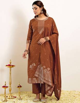 Women Ethnic Motifs Regular Kurta with Trousers & With Dupatta 1