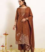 Women Ethnic Motifs Regular Kurta with Trousers & With Dupatta