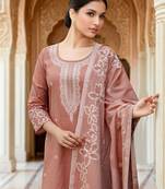 Floral Embroidered Thread Work Straight Kurta With Trousers & Dupatta