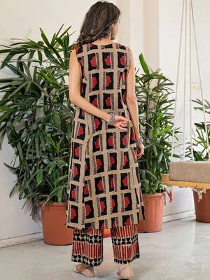 Printed Khaki Viscose Rayon Co Ords for Women 2