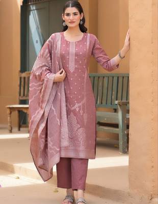 Women Ethnic Motifs Printed Regular Pure Cotton Kurta with Trousers & With Dupatta 1