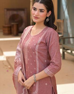 Women Ethnic Motifs Printed Regular Pure Cotton Kurta with Trousers & With Dupatta 2