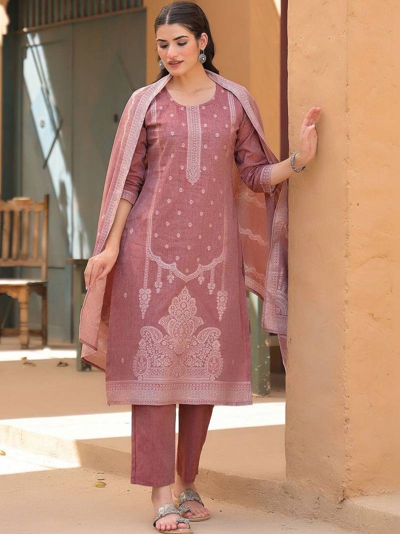 Women Ethnic Motifs Printed Regular Pure Cotton Kurta with Trousers & With Dupatta